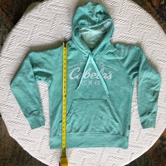 Cabela’s Embroidered Logo Hoodie Womens Small Teal Fleece Lined Gorpcore Outdoor - Picture 8 of 9
